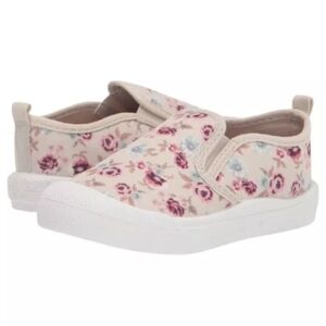 Oshkosh B'Gosh Little Girl Ezma Flower Print Canvas Round Toe Slip On Sneaker 12